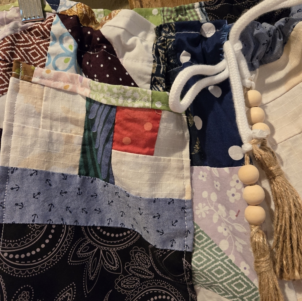 Upcycled Vtg Quilt Top Barrel Pants M-L Handmade Dont Throw It Out - Picture 3 of 6